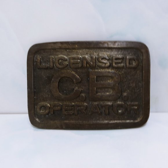 Retro Bronze "Licensed C.B. Operator" Belt Buckle - Picture 1 of 3
